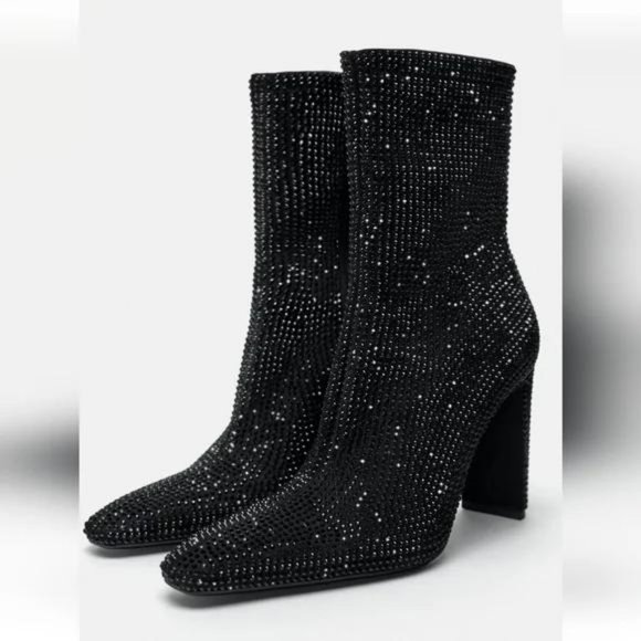 ZARA RHINESTONE HEELED ANKLE BOOTS - Picture 5 of 14